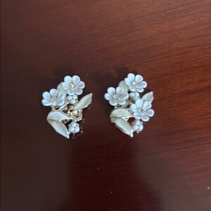 Floral White Earrings